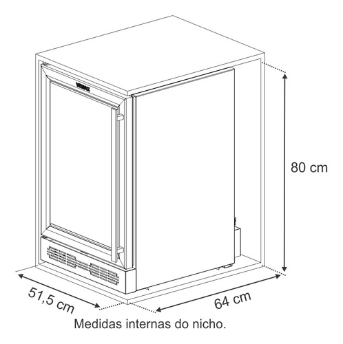 Adega Venax Cave In 100 Preto Fosco Porta Invertida 127v