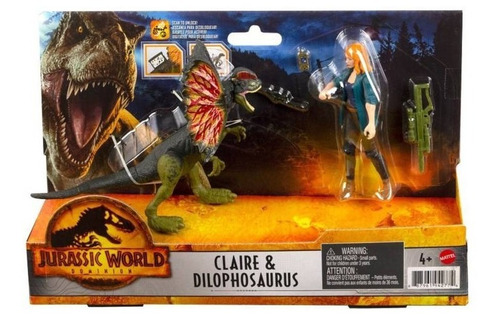 Muñeco Figura Jurassic World Claire Y Dilophosaurus 3 Unidad