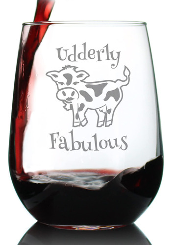 Copa De Vino Udderly Fabulous Sin Tallo - Regalos De Vaca Li