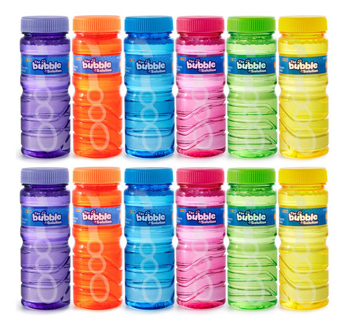Paquete 12 Botellas Burbujas 4 Oz, Recuerdos Fiesta Niños Color