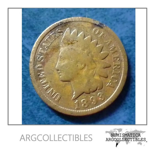 Usa Moneda 1 Cent 1893 Bronce Indian Head Km-90a Vf-