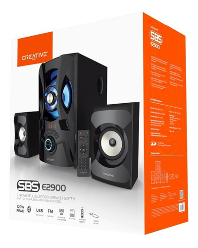 Sistema De Parlantes Creative Sbs E2900 2.1 Bt Led Rgb Fm Sd