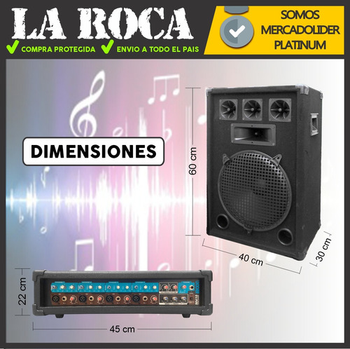 Combo Consola 5 Canales Potencia 200w 2 Bafles 12 Microfono