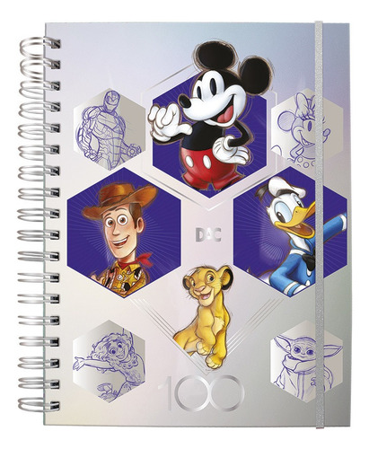 Caderno DAC Disney Disney 100 anos 80 folhas  unidade x 1 mickey e amigos