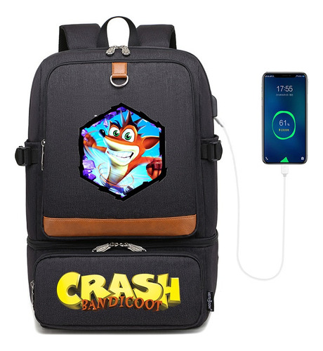 Game Crash Bandicoot Mochila Para Portátil Compartimento Usb