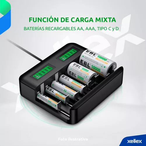 EBL Combo de cargador de batería con 8 pilas recargables AA