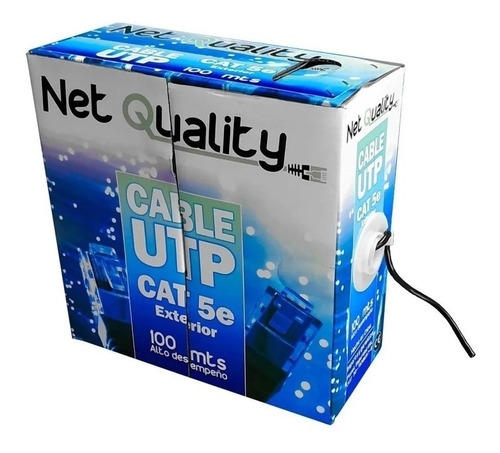 Imagen 3 de 8 de Cable Rollo 100mts 100m Utp Exterior Cat 5e Red Vaina Negra