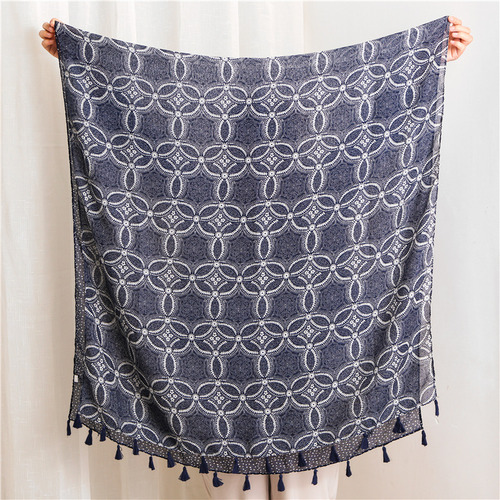 Pañuelo Vintage De Algodón Y Lino Con Diseño De Tótem