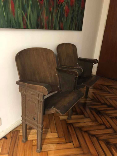 Butacas Antiguas De Teatro Cine  De  Hierro Y Madera Sillón