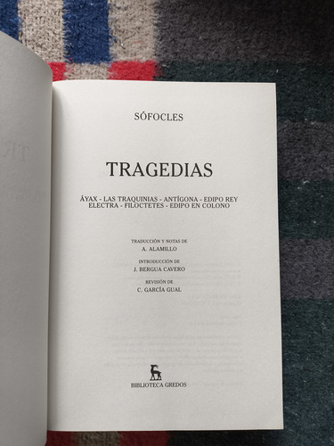 Sófocles. Tragedias. Gredos (Usado)