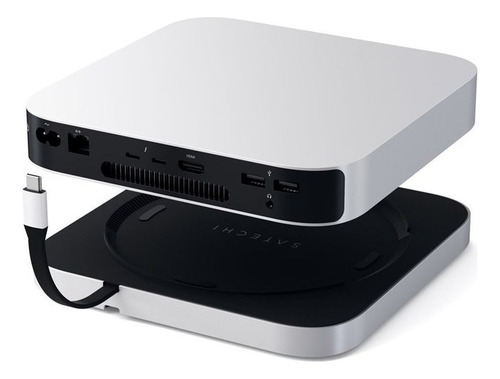 Hub Stand Satechi ST-MMSHS 8 en 1 para Mac Mini conector USB-C a Jack 3.5mm Color plateado