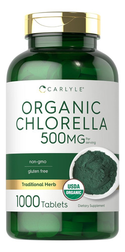 Chlorella Comprimidos Organicos 500 Mg | 1000 Conteo Carlyle