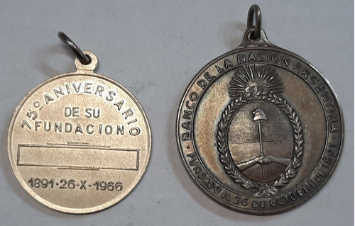 Imagen 2 de 3 de Medallas Banco Nacion 1944 Y 1966 Ro 318