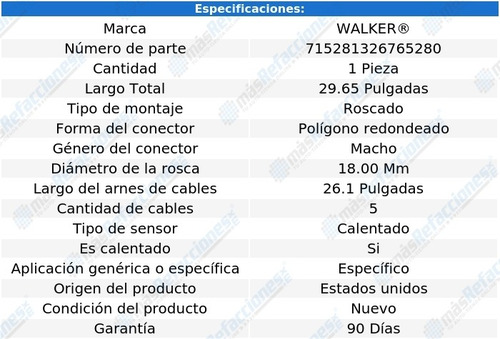 Sensor Oxígeno Volkswagen Jetta L4 2.0l 06-10 Walker