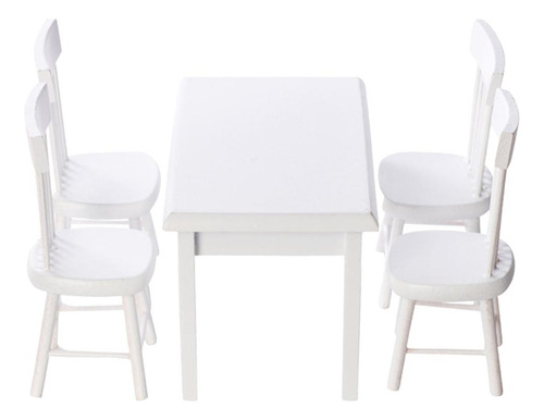 Conjunto De Mesa E Cadeira Floral Branco 1:12 Para Casa De