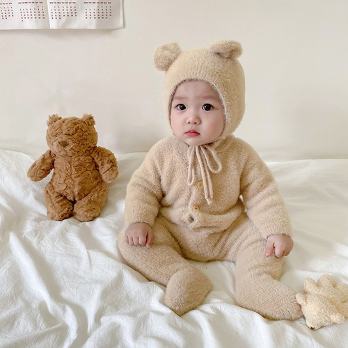 Pijama Peludo Con Mangas Tipo Mono De Invierno Para Niños