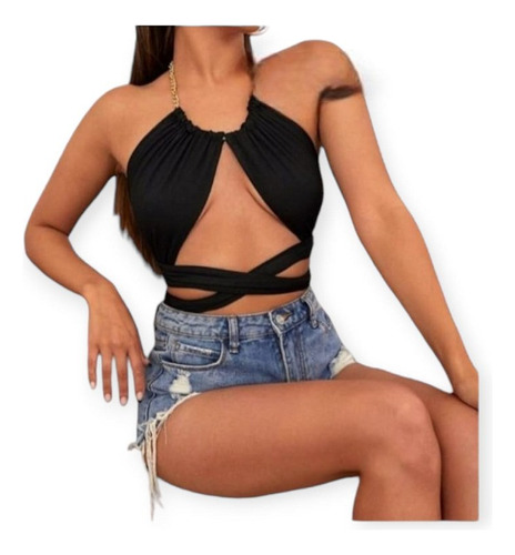 Crop O Top De Vestir Varios Usos Con Detalle De Cadena 