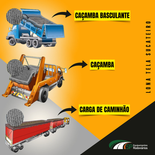 Lona Tela Caminhão Proteção Caçamba Entulho Cinza 18x5 Mts