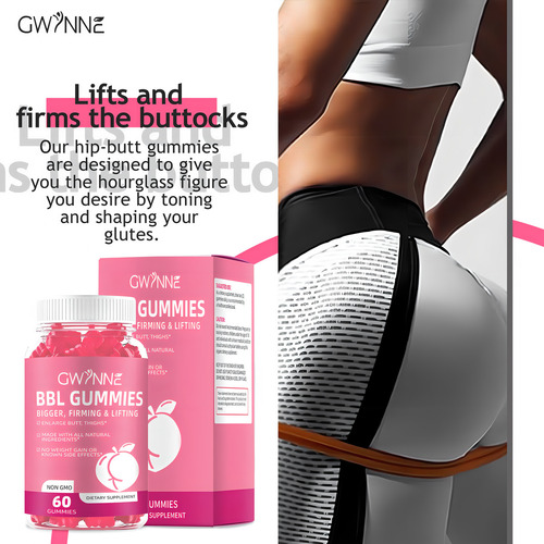 Gwynne Bbl Gummies Mejora Tu Busto Y Glúteos 60 Cápsulas Sabor Fudge mujer