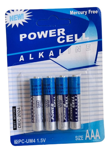 X4  Pilas Bateria Mercury Free Alcalinas 1.5 V Aaa Un Uso 