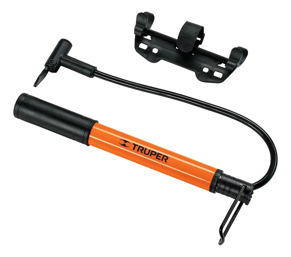 Bomba De Aire Manual Portátil Truper Bom-mi Para Pelotas Color Naranja/negro 60psi