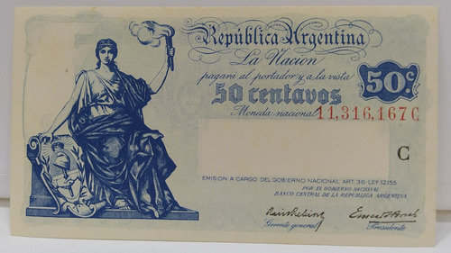 Antiguo Billete 50 Centavos Progreso Bottero 1801