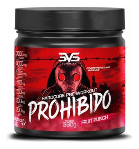 Prohibido Hardcore Pré-workout (360g) - Sabor: Fruit Punch