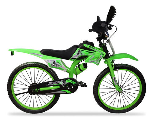 Bicicleta Diseño Moto Rodado 20 Infantil Unisex Con Botella