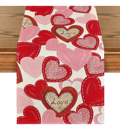 Mantel De San Valentín Con Diseño De Corazón Blanco Y Rosa