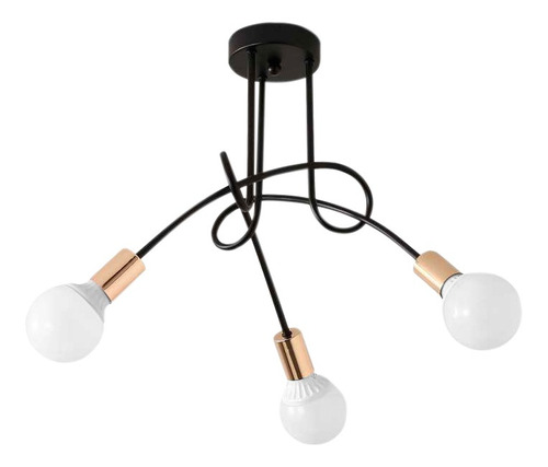 Aplique Tres Luces Charly  E27 Bulbo Led Negro Moderno Cuota