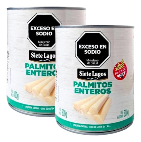 Palmitos Enteros Siete Lagos 800 Gr. Pack X2