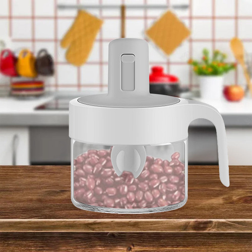 Tarro De Condimentos Para El Hogar Con Tapas Cuchara Gris