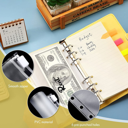 Zonon A6 Pu Leather Notebook Binder Cash Budget Planner Orga