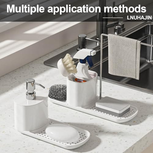 Set De Dispensador De Jabón Para Cocina Con Bandeja Y Soport