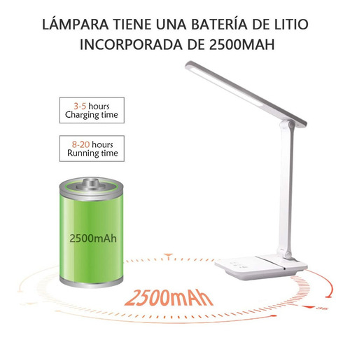 Lámparas De Mesa Usb Regulable Recargable-2500mah Plegable