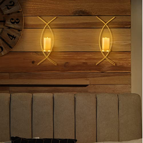 Juego De Dos Candelabros De Pared De Metal Con Portavelas D