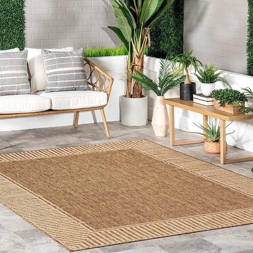 Nuloom Asha Simple Border Alfombra Interior / Exterior, 4 'x