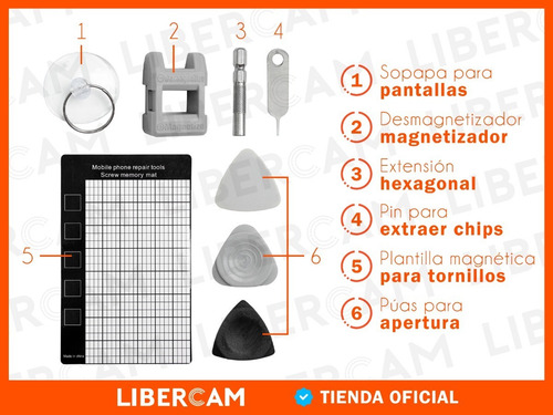 Imagen 7 de 10 de Kit Destornillador Telefono Celular iPhone Samsung Tablet Pc