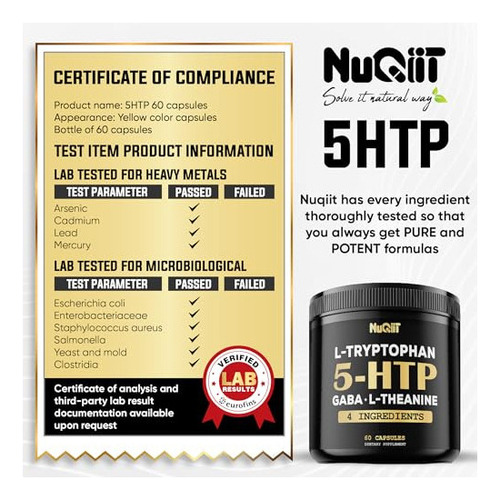 Nuqiit 5 Htp 200 Mg Gaba 500 Mg L-teanina 200 Mg L-triptófa