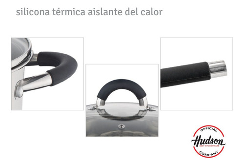 Bateria De Acero Inoxidable Tapa Colador Hudson 6 Piezas Ofi Plateado