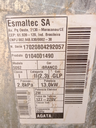 Vidro Da Tampa Do Fogão Smaltec Usado (Usado)