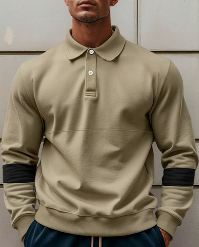 Sudadera Holgada Con Solapas Y Botones Para Hombre