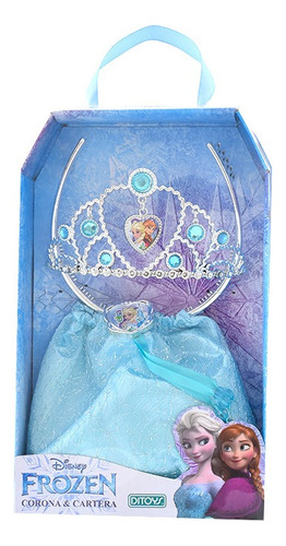 Frozen Corona Y Cartera Celeste Original Ditoys
