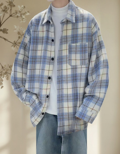 Blusa Masculina De Alta Qualidade Com Estampa Quadriculada F