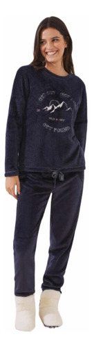 Pijama Larga Fleece Azul Mujer Ws