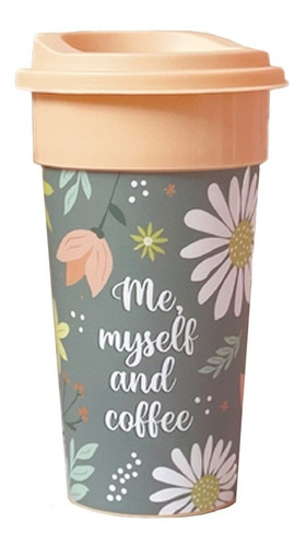 Vaso Termico Coffee Cup Large Frases Con Tapa 300 Ml