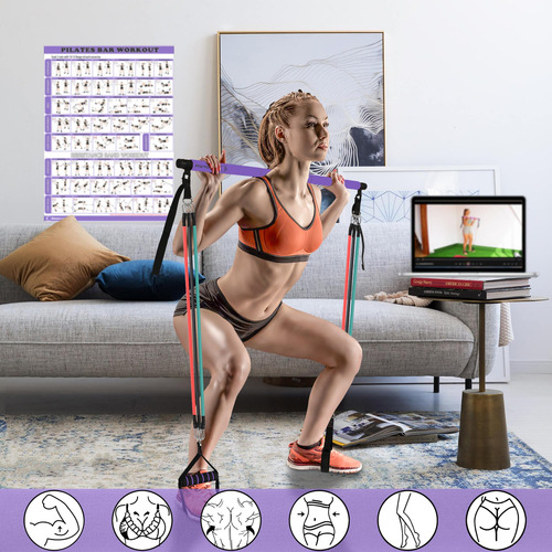 Barra De Pilates Portátil Y Banda De Resistencia Con Asas.