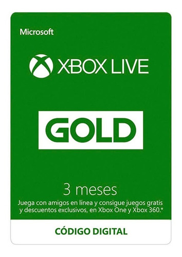 Imagen 1 de 1 de Xbox Live Gold 3 Meses Codigo Entrega Inmediata