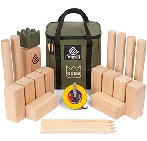Imagen 1 de 5 de Getmovin Sports Kubb Juego De Madera De Caucho Premium, Ajed