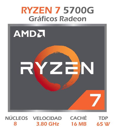 Procesador Amd(100-100000263box)ryzen 7 5700g S-am4 8core